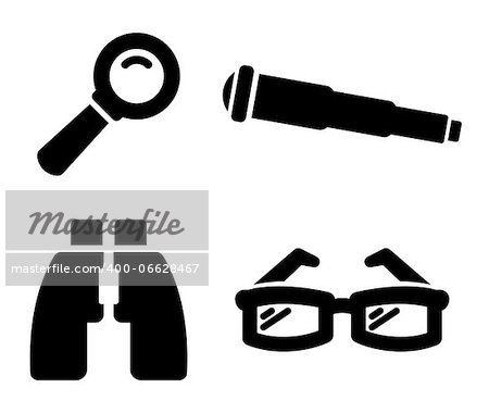 Magnifying glass, telescope, binocular and glasses