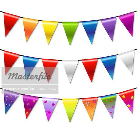 Rainbow Bunting Banner Garland, Isolated On White Background, Vector Illustration