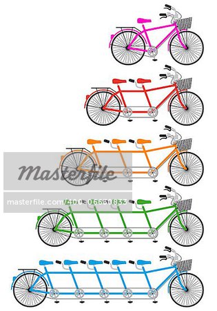 tandem bicycle set, vector design elements