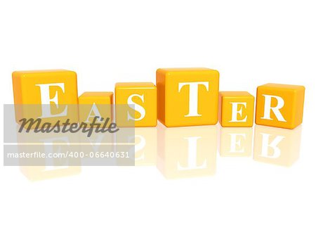 3d yellow cubes with letters makes Easter