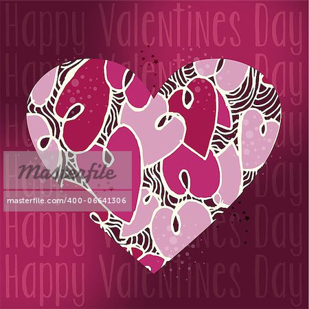 Valentine day love heart concept greeting card background. Vector illustration layered for easy manipulation and custom coloring.