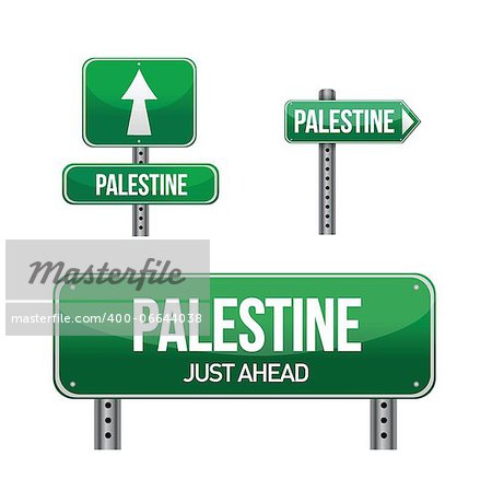 Palestine Country road sign illustration design over white