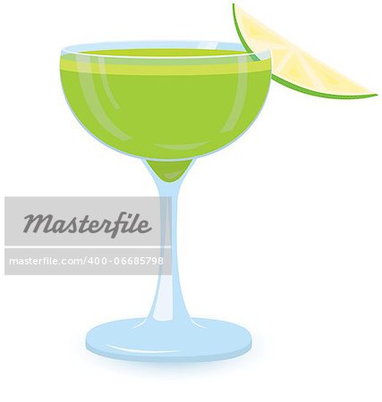 Vector illustration of green cocktail on night disco background