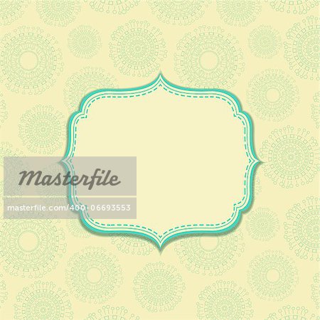 Light Yellow Vintage Card with Green Decor and Blank Label Space for Text