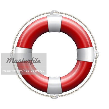 Red life buoy on white background. Vector Illustration.
