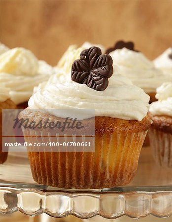 cupcakes  with cream and chocolate decorations