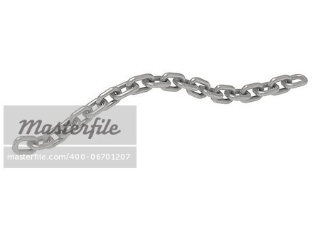 Curved steel chain on isolated white background