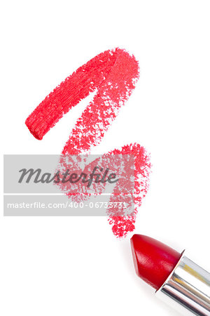 Red trace of lipstick against a white background