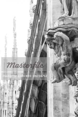 Detail of the landmark of Milano - Italy: the famous Duomo, the main church of the town