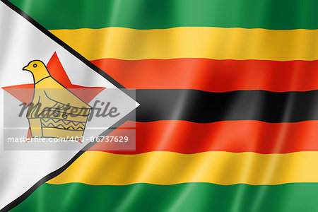 Zimbabwe flag, three dimensional render, satin texture