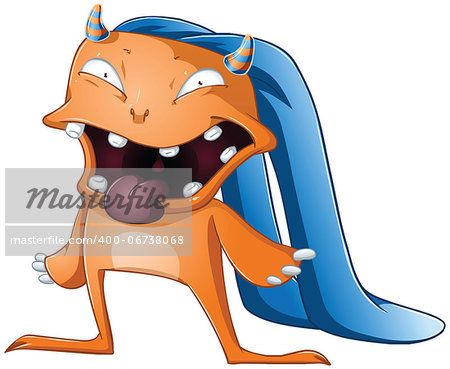 A vector illustration of cute scary orange blue monster for Halloween.