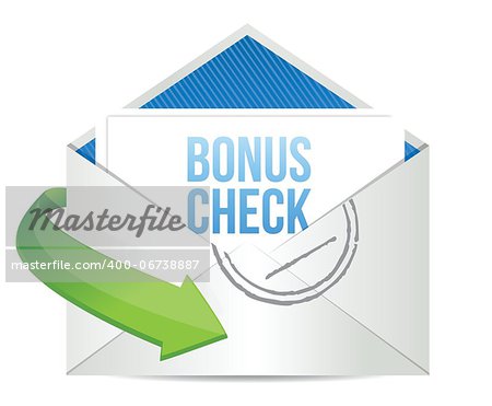 bonus check Envelope illustration design over a white background design