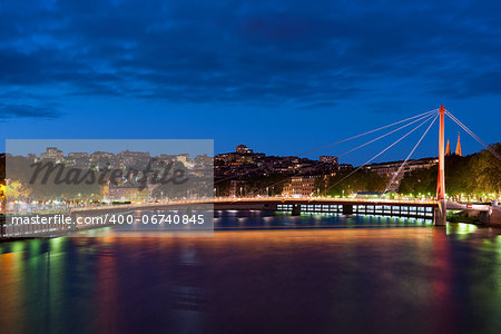 View on Bridge of the Palace of Justice in Lyon, France. GPS information is in the file