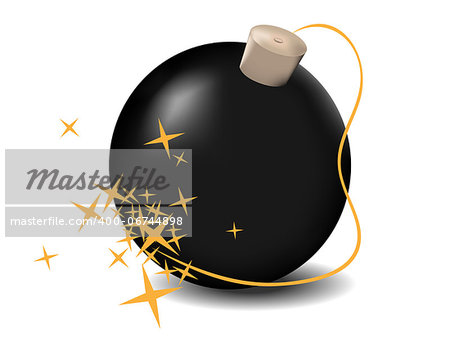 vector illustration black bomb isolated on the white background