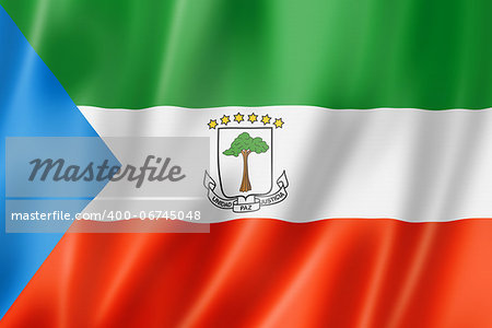 Equatorial Guinea flag, three dimensional render, satin texture