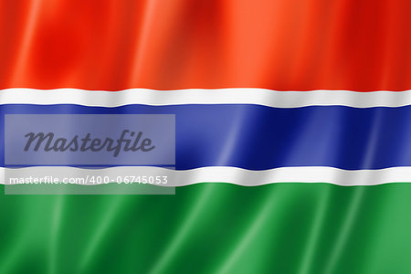 Gambia flag, three dimensional render, satin texture