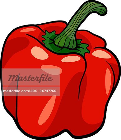 Cartoon Illustration of Red Pepper or Paprika Vegetable Food Object