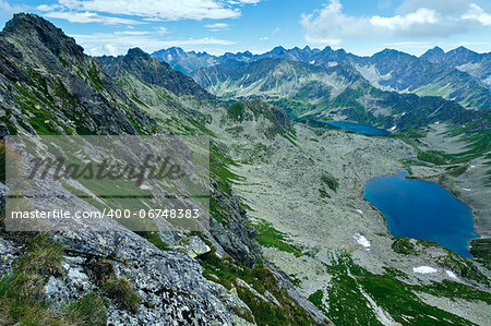 Tatra Mountain, Poland, view from Swinica mount slope to Valley Gasienicowa  and group of glacial lakes