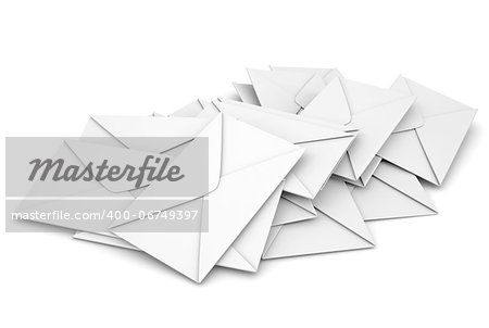 White envelopes. Isolated render on a white background