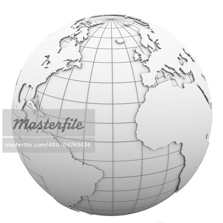 White globe. Isolated render on a white background