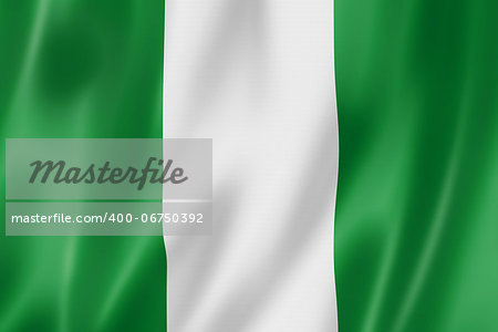 Nigeria flag, three dimensional render, satin texture