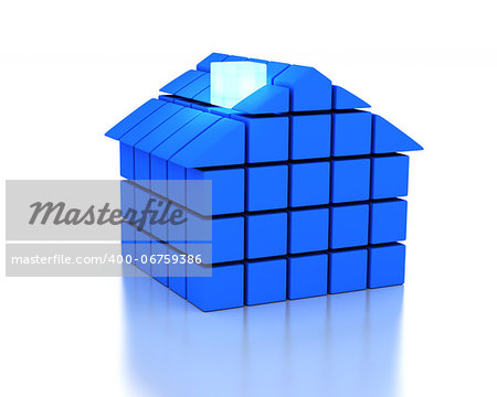 3d House with cubes - energy classification efficiency concept