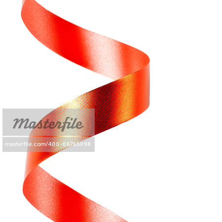 red ribbon serpentine isolated on white background