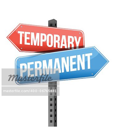 temporary, permanent road sign illustration design over a white background