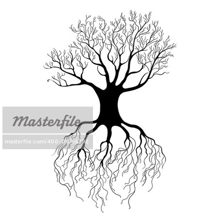beautiful black tree graphic on a white background