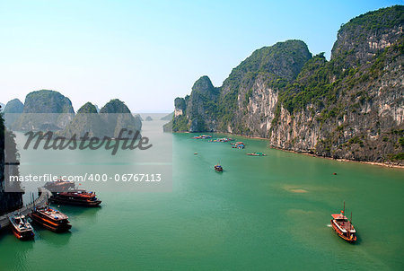 boats on halong bay in vietnam