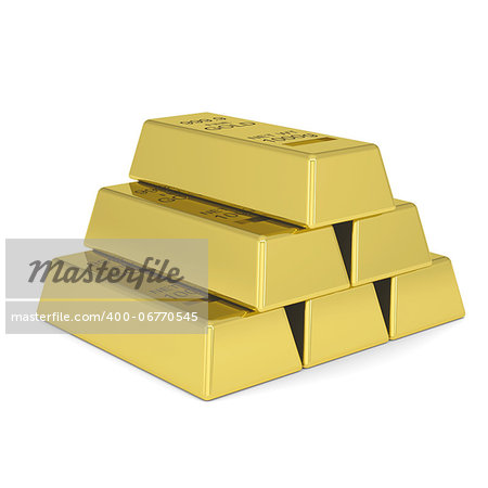Gold bars. Isolated render on a white background