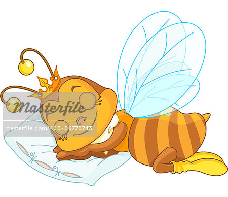 An adorable bee sleeping on a pillow