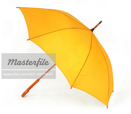 opened yellow umbrella isolated on white background