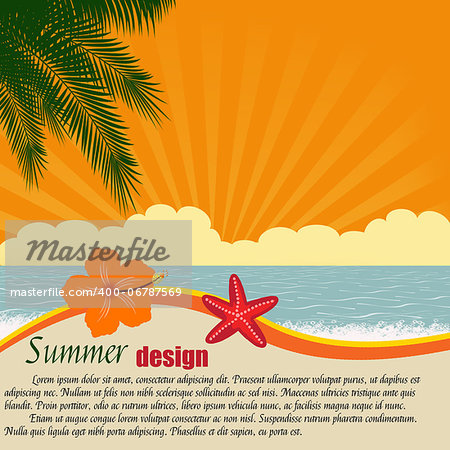 Summer design poster with space for your text, vector illustration