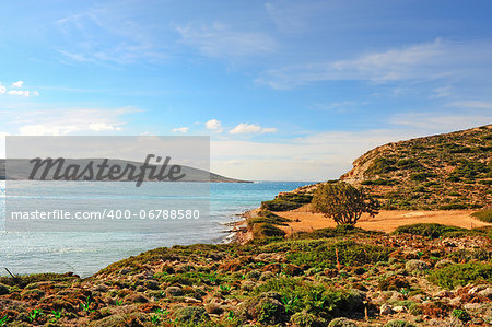 Greek Island of Rhodes With The Rugged Coast