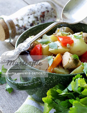 salmon fish stew with  vegetables