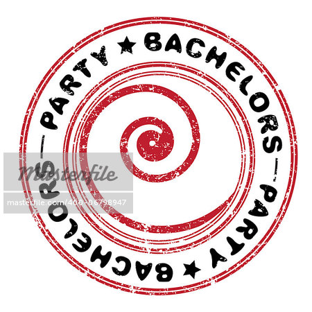 Bachelors party abstract grungy stamp isolated on white