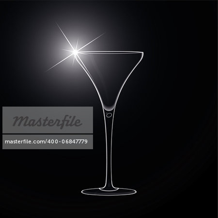 Martini glass for cocktail, vector illustrator CS, EPS10. Vector with transparency.