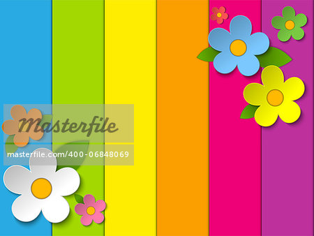 Vector - Beautiful Spring Flowers Rainbow Background