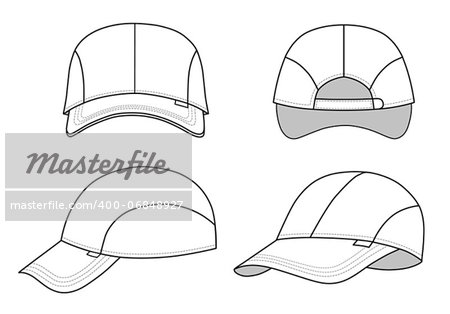 Cap vector illustration featured front, back, side, isolated on background   You can change the color or you can add your logo easily.