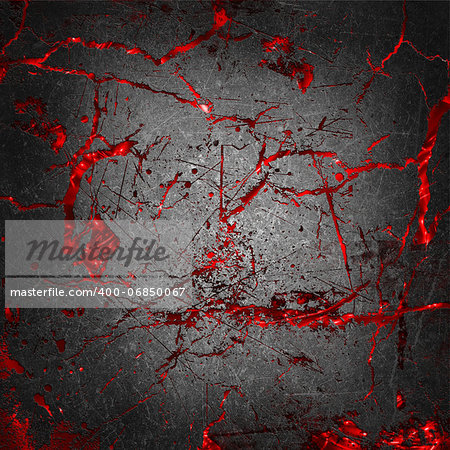 Grunge cracked concrete with gory red background underneath