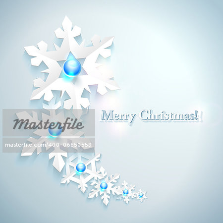 Abstract Christmas Background with paper snowflakes