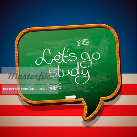 Let's go study - written on blackboard, vector Eps10 image.