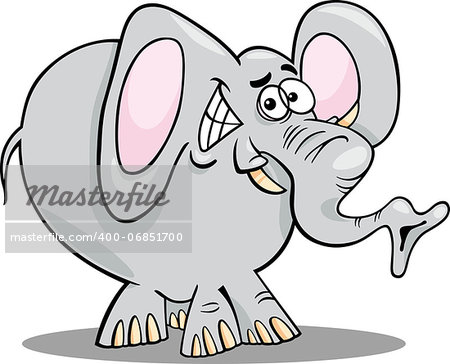 Cartoon illustration of Funny African Elephant Wild Animal