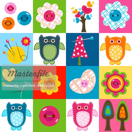 cute stitch owls and other baby themed elements