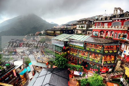 Hillside teahouses in Jiufen, New Taipei, Taiwan