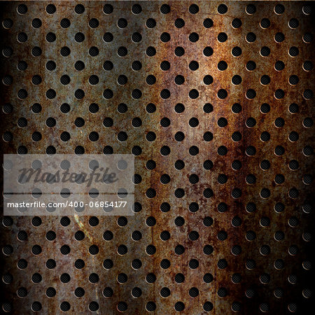 Background with a rusty perforated metal design