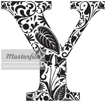 Floral initial capital letter Y