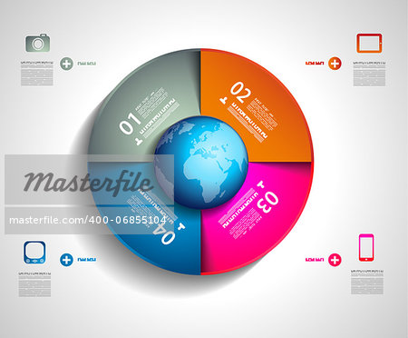 Infographic layout template with world maps. Ideal for global statistics and for every kind of data visualization. Delicate shadows and high costrast colours.