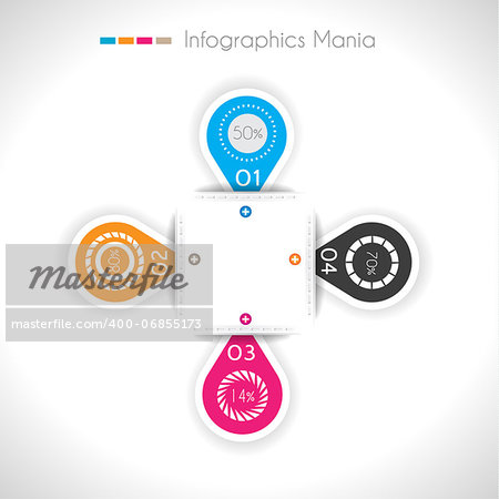 Infographic design template with paper tags. Ideal to display information, ranking and statistics with orginal and modern style.